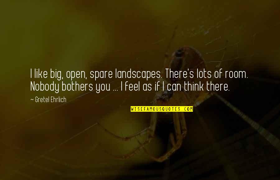 Ehrlich's Quotes By Gretel Ehrlich: I like big, open, spare landscapes. There's lots Ehrlich's Quotes By Gretel Ehrlich: I like big, open, spare landscapes. There's lots