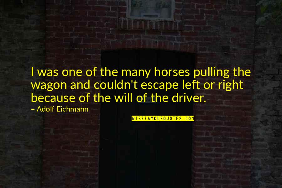 Eichmann's Quotes By Adolf Eichmann: I was one of the many horses pulling