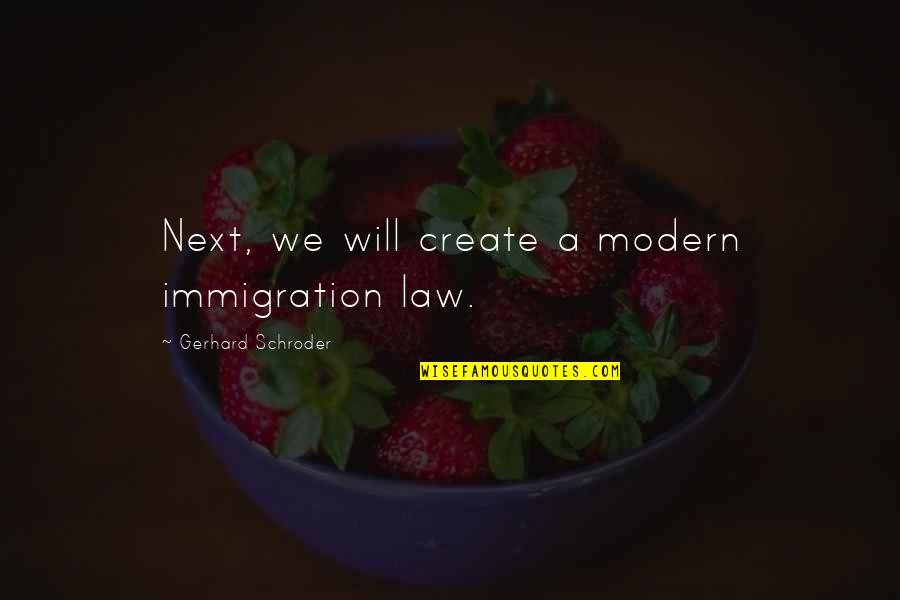 Eid Al Fitr Mubarak Quotes By Gerhard Schroder: Next, we will create a modern immigration law.