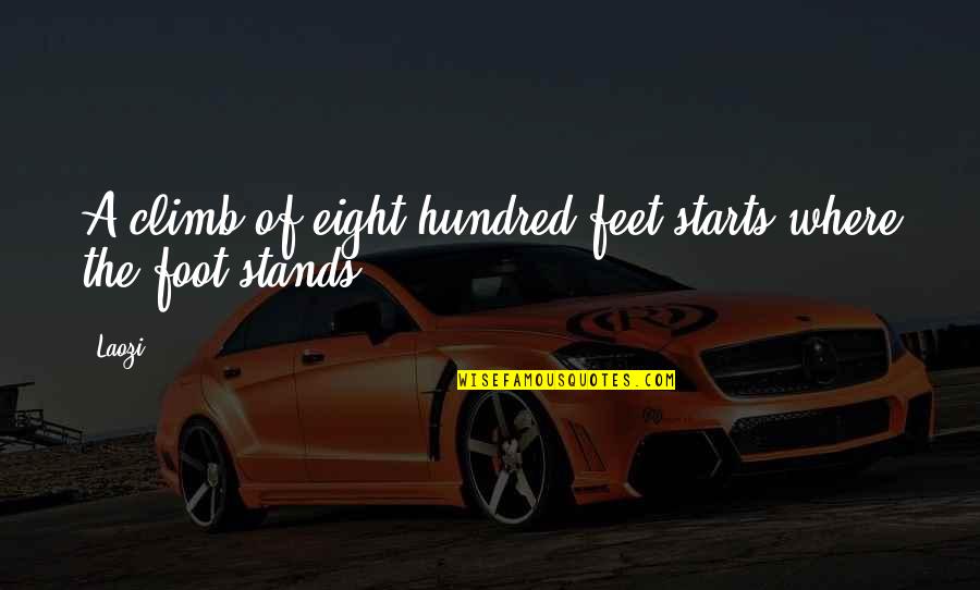 Eight Hundred Quotes By Laozi: A climb of eight hundred feet starts where