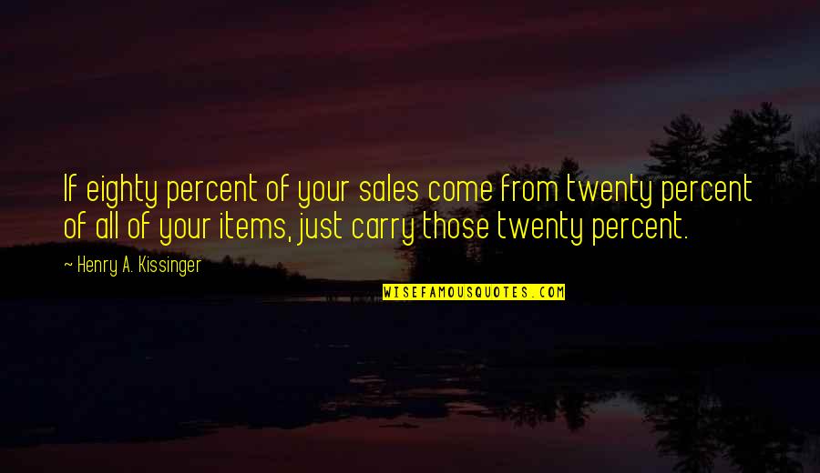 Eighty Quotes By Henry A. Kissinger: If eighty percent of your sales come from