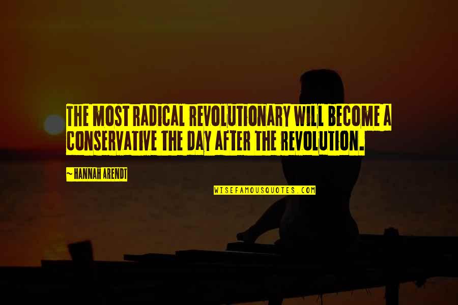 Eiij'lam Quotes By Hannah Arendt: The most radical revolutionary will become a conservative