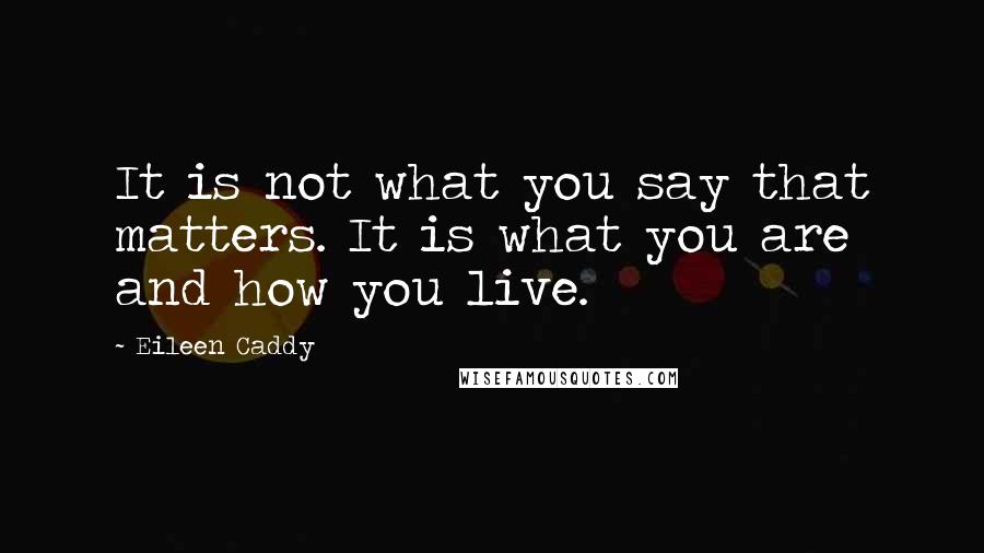 Eileen Caddy quotes: It is not what you say that matters. It is what you are and how you live.