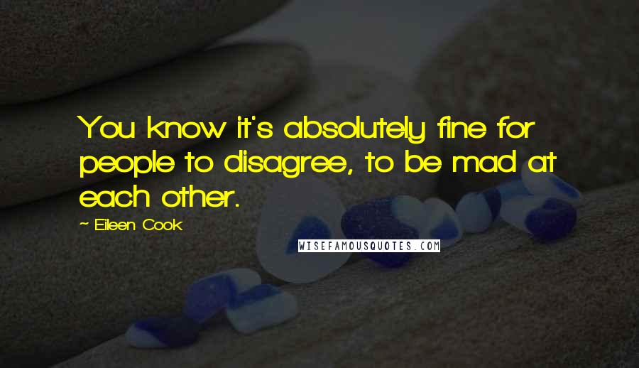 Eileen Cook quotes: You know it's absolutely fine for people to disagree, to be mad at each other.