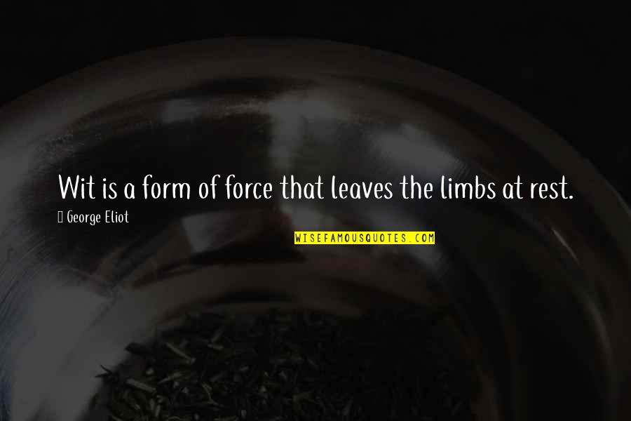 Eindreflectie Quotes By George Eliot: Wit is a form of force that leaves