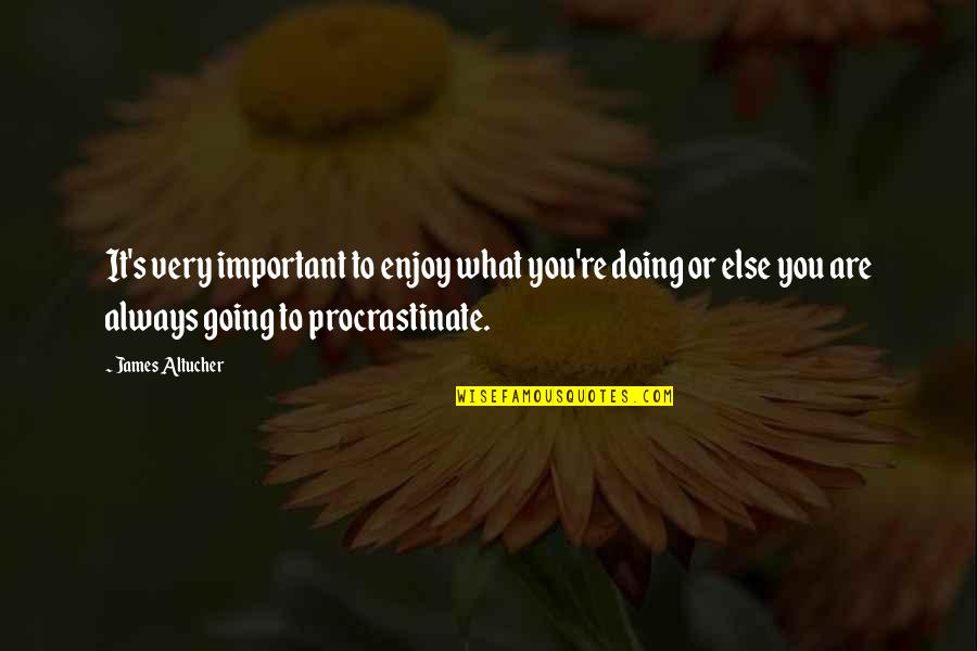 Einkaufsliste Quotes By James Altucher: It's very important to enjoy what you're doing Einkaufsliste Quotes By James Altucher: It's very important to enjoy what you're doing