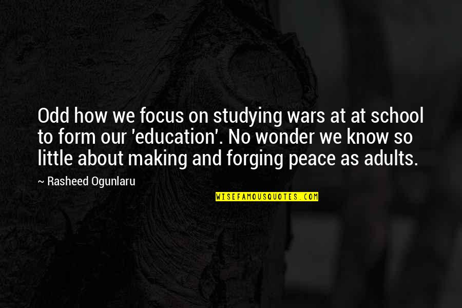 Einsicht In Eien Quotes By Rasheed Ogunlaru: Odd how we focus on studying wars at
