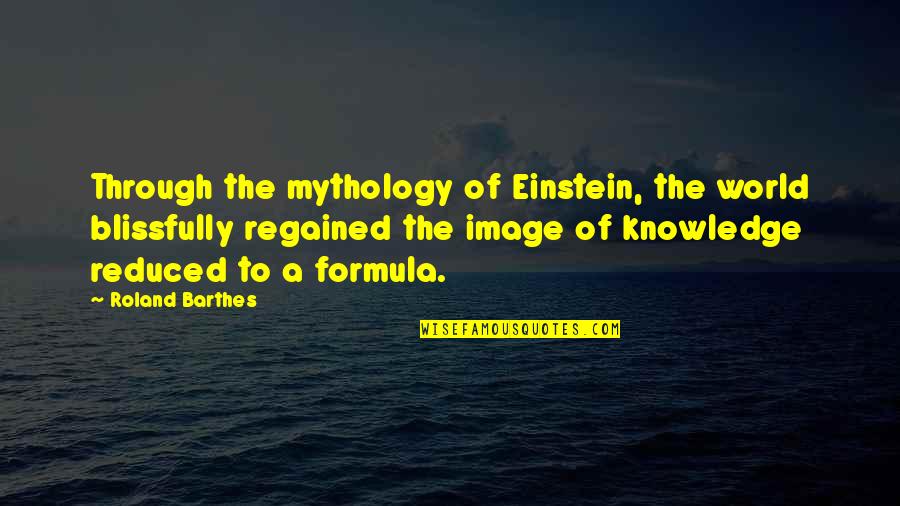 Einstein Knowledge Quotes By Roland Barthes: Through the mythology of Einstein, the world blissfully