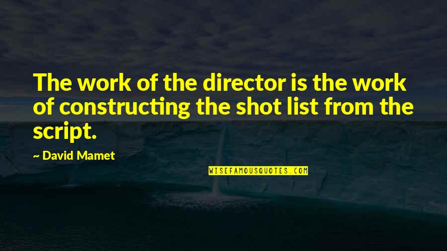 Eivind Quotes By David Mamet: The work of the director is the work