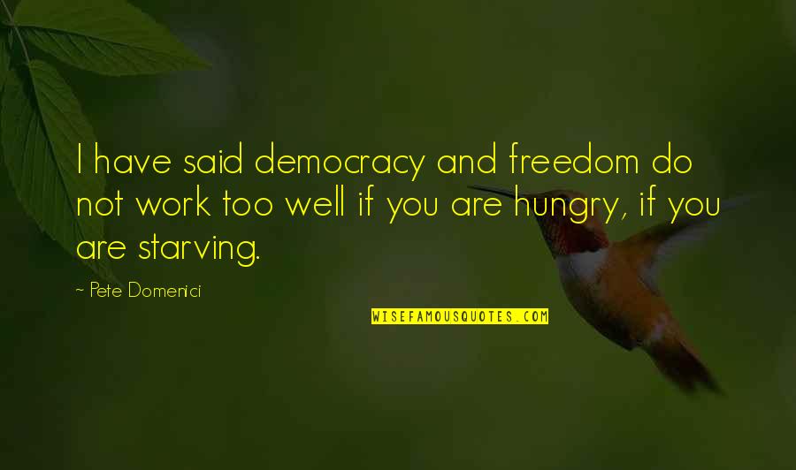 Ejerce In English Quotes By Pete Domenici: I have said democracy and freedom do not