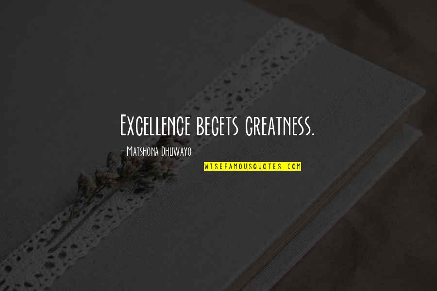 Ek Mulaqat Quotes By Matshona Dhliwayo: Excellence begets greatness.