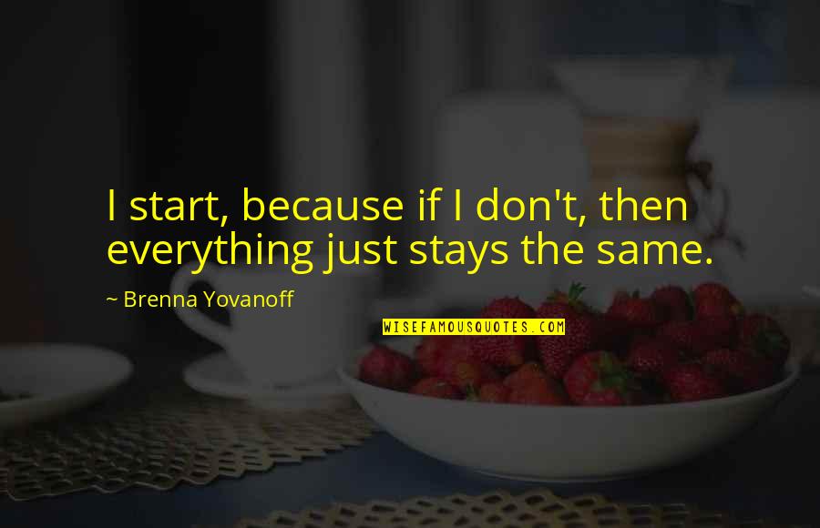 Ekati Mine Quotes By Brenna Yovanoff: I start, because if I don't, then everything Ekati Mine Quotes By Brenna Yovanoff: I start, because if I don't, then everything