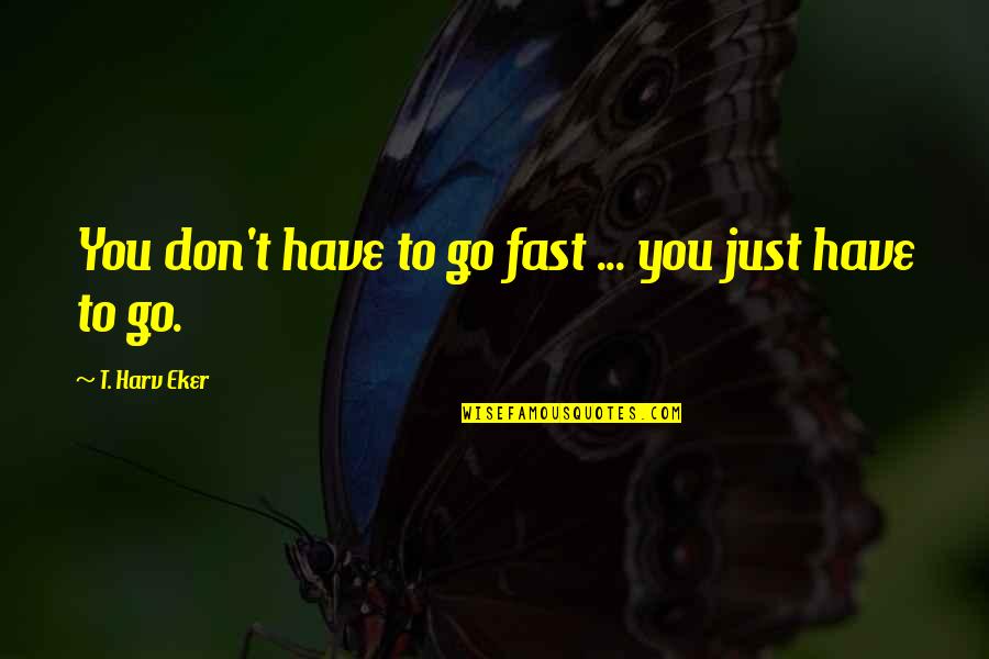 Eker Quotes By T. Harv Eker: You don't have to go fast ... you