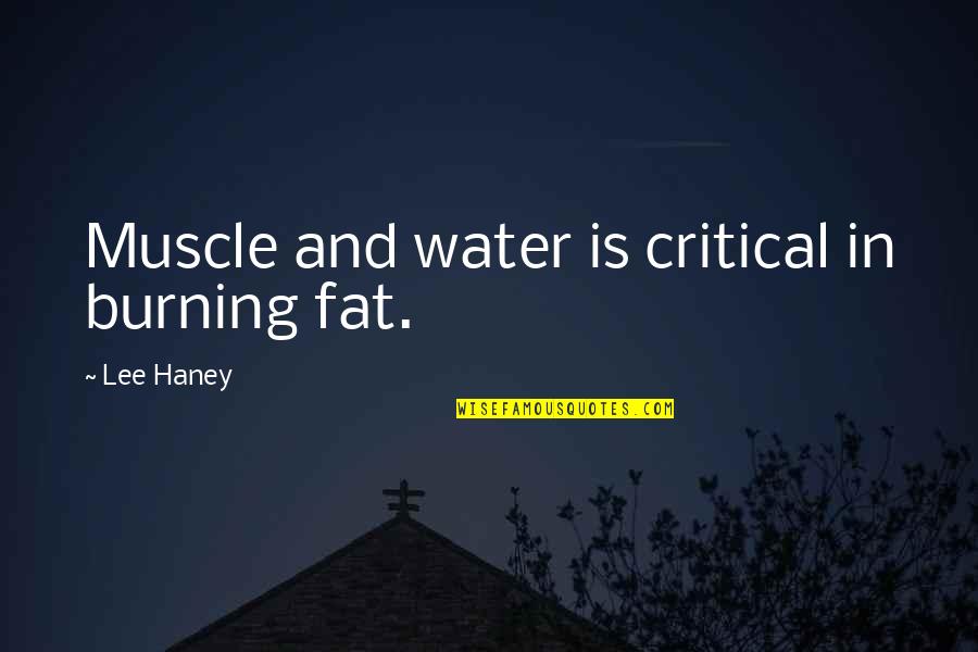 Ekeson Quotes By Lee Haney: Muscle and water is critical in burning fat. Ekeson Quotes By Lee Haney: Muscle and water is critical in burning fat.