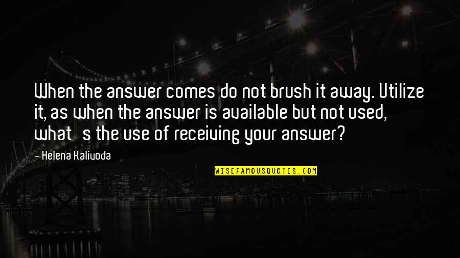 Ekkehart Pollack Quotes By Helena Kalivoda: When the answer comes do not brush it Ekkehart Pollack Quotes By Helena Kalivoda: When the answer comes do not brush it