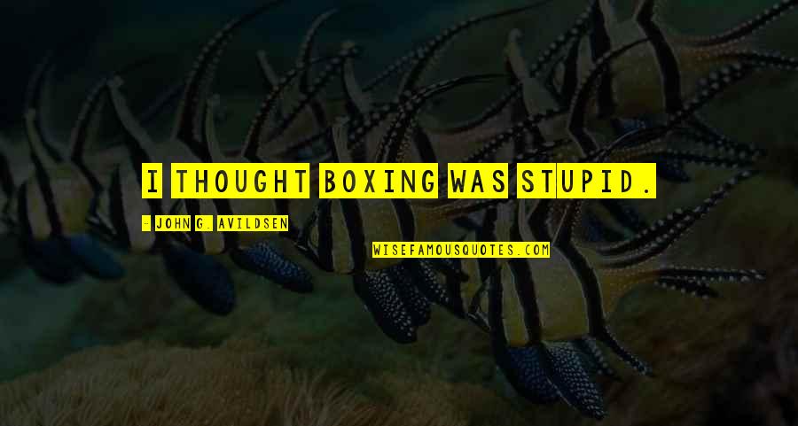 Eksepsi Quotes By John G. Avildsen: I thought boxing was stupid. Eksepsi Quotes By John G. Avildsen: I thought boxing was stupid.