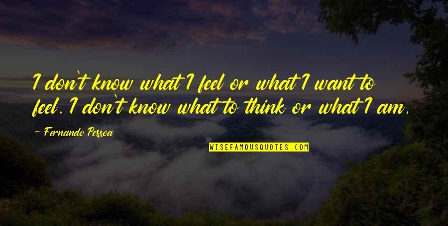Ekspres Kontaktas Quotes By Fernando Pessoa: I don't know what I feel or what
