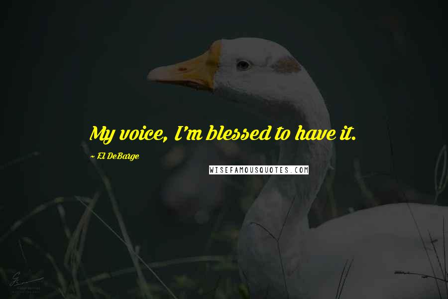 El DeBarge quotes: My voice, I'm blessed to have it.