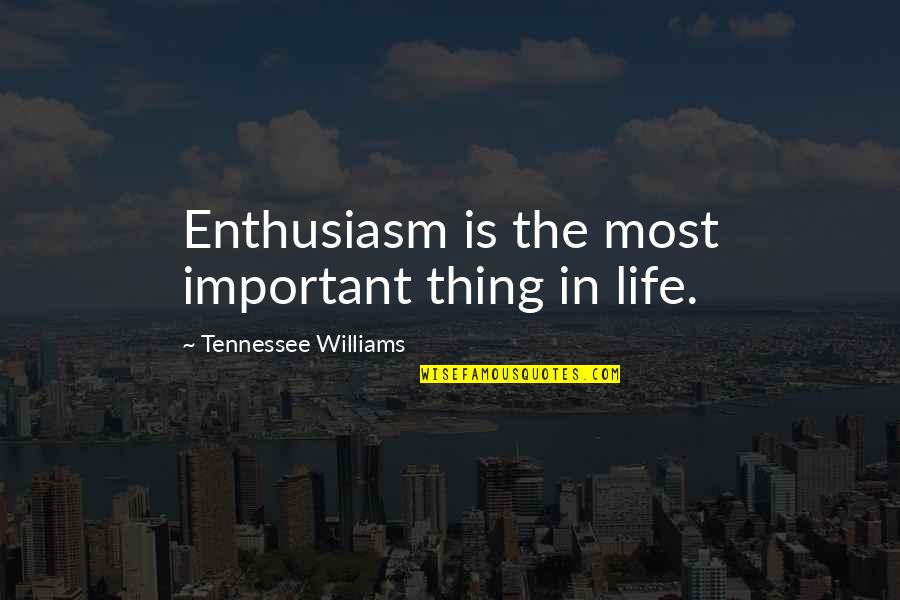 El Malo Aventura Quotes By Tennessee Williams: Enthusiasm is the most important thing in life.