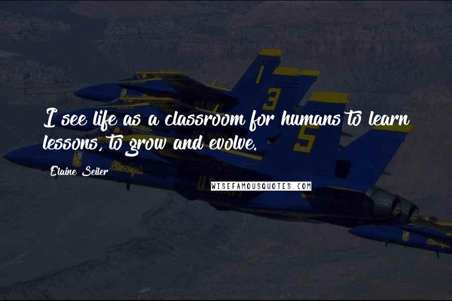 Elaine Seiler quotes: I see life as a classroom for humans to learn lessons, to grow and evolve.