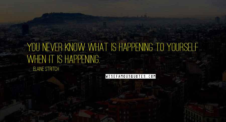 Elaine Stritch quotes: You never know what is happening to yourself when it is happening.