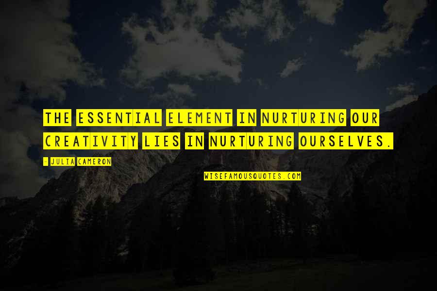 Elasticalert Quotes By Julia Cameron: The essential element in nurturing our creativity lies