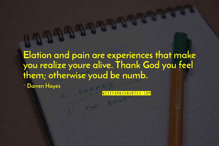 Elation Quotes By Darren Hayes: Elation and pain are experiences that make you