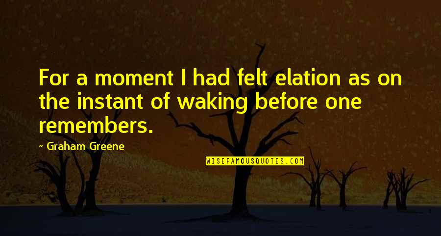 Elation Quotes By Graham Greene: For a moment I had felt elation as