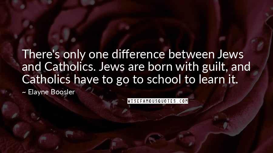 Elayne Boosler quotes: There's only one difference between Jews and Catholics. Jews are born with guilt, and Catholics have to go to school to learn it.