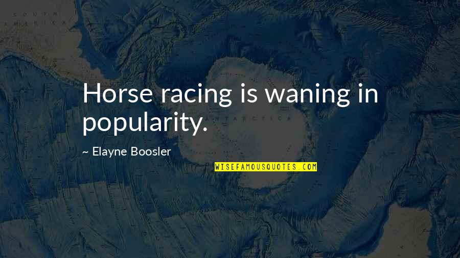 Elayne Boosler Quotes By Elayne Boosler: Horse racing is waning in popularity.