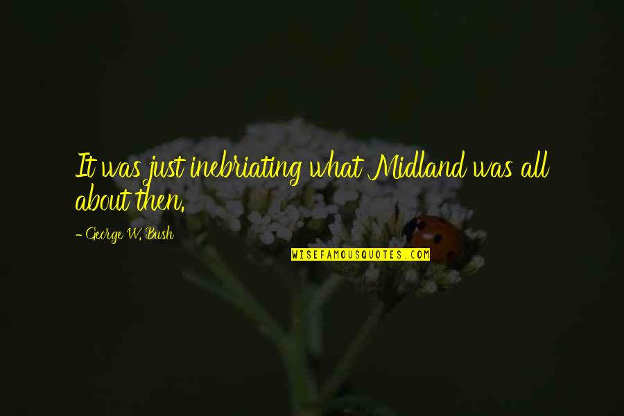 Elazar Advisors Quotes By George W. Bush: It was just inebriating what Midland was all Elazar Advisors Quotes By George W. Bush: It was just inebriating what Midland was all
