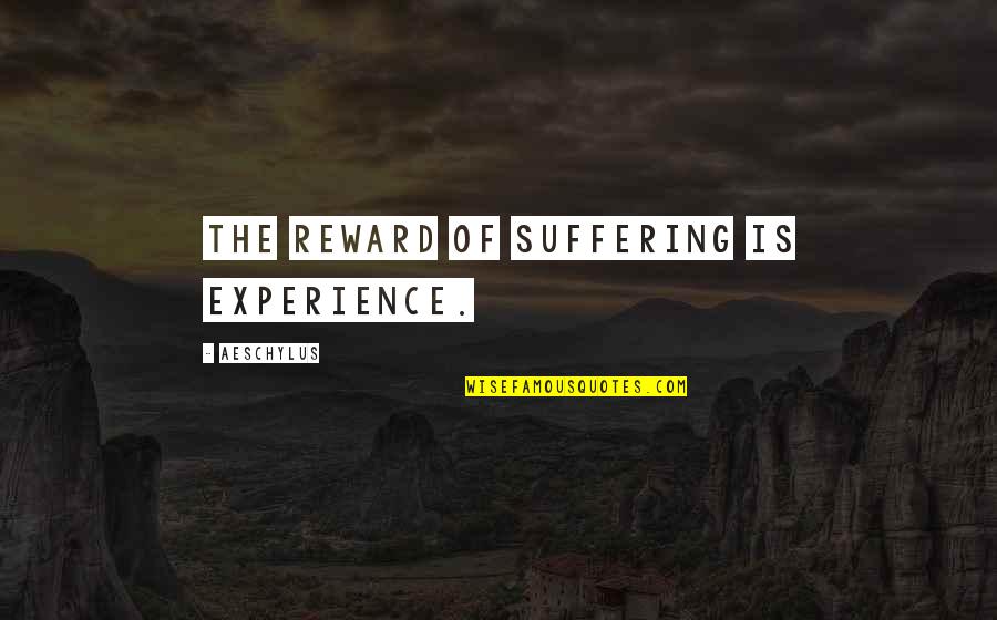Elbe's Quotes By Aeschylus: The reward of suffering is experience.