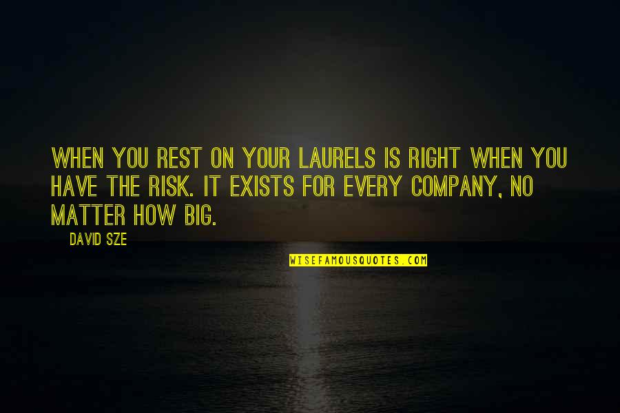 Elbowroom Quotes By David Sze: When you rest on your laurels is right