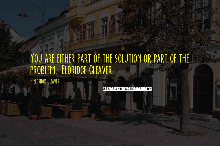 Eldridge Cleaver quotes: You are either part of the solution or part of the problem. Eldridge Cleaver
