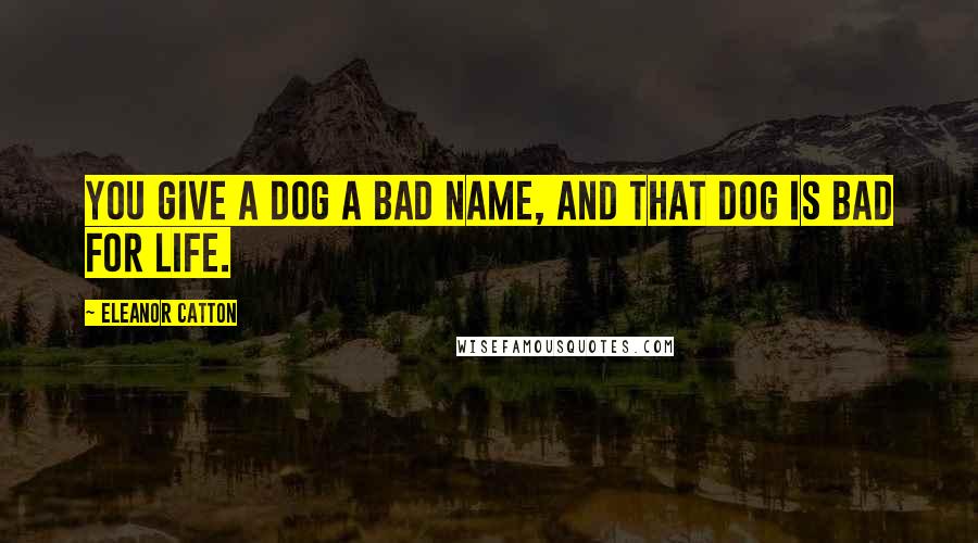 Eleanor Catton quotes: You give a dog a bad name, and that dog is bad for life.