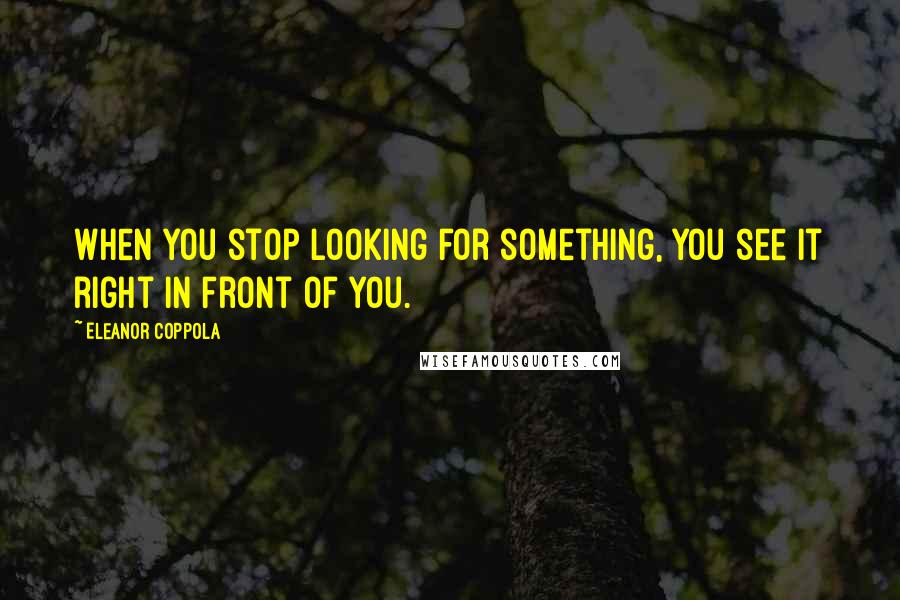 Eleanor Coppola quotes: When you stop looking for something, you see it right in front of you.