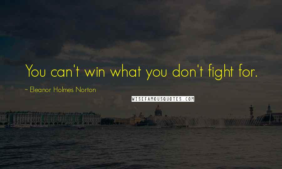 Eleanor Holmes Norton quotes: You can't win what you don't fight for.