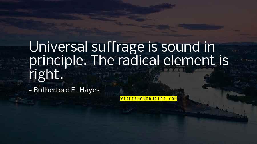 Eleanor Roosevelt Marine Quotes By Rutherford B. Hayes: Universal suffrage is sound in principle. The radical