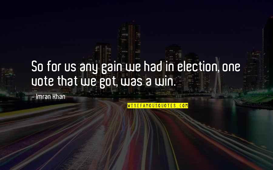 Election Win Quotes By Imran Khan: So for us any gain we had in