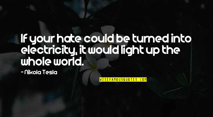 Electricity Tesla Quotes By Nikola Tesla: If your hate could be turned into electricity,