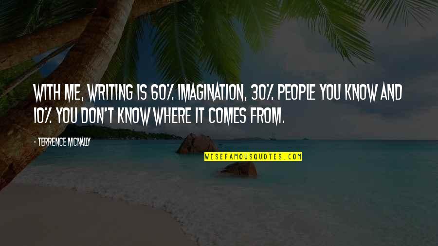 Electrodes For Tens Quotes By Terrence McNally: With me, writing is 60% imagination, 30% people Electrodes For Tens Quotes By Terrence McNally: With me, writing is 60% imagination, 30% people