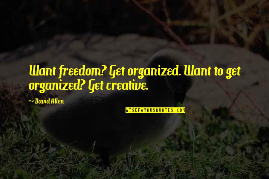 Eleek Incorporated Quotes By David Allen: Want freedom? Get organized. Want to get organized?
