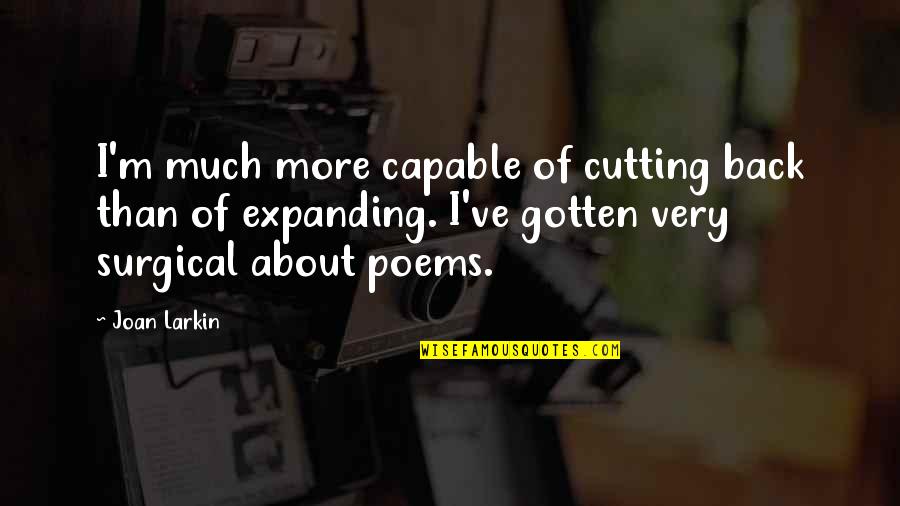 Elegir S Quotes By Joan Larkin: I'm much more capable of cutting back than