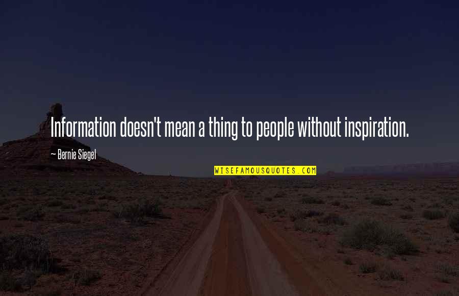 Elementary Memories Quotes By Bernie Siegel: Information doesn't mean a thing to people without
