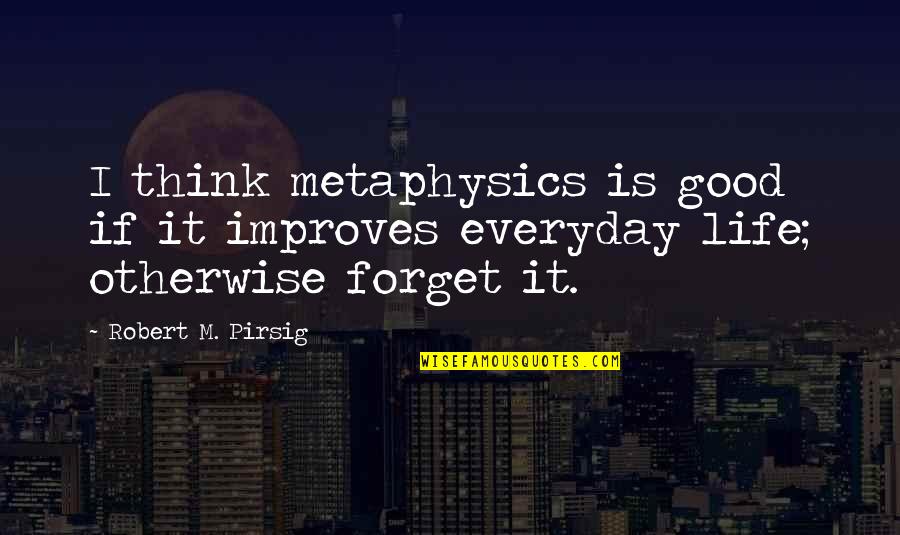 Elementary School Book Quotes By Robert M. Pirsig: I think metaphysics is good if it improves