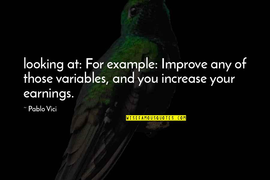 Elementer Quotes By Pablo Vici: looking at: For example: Improve any of those