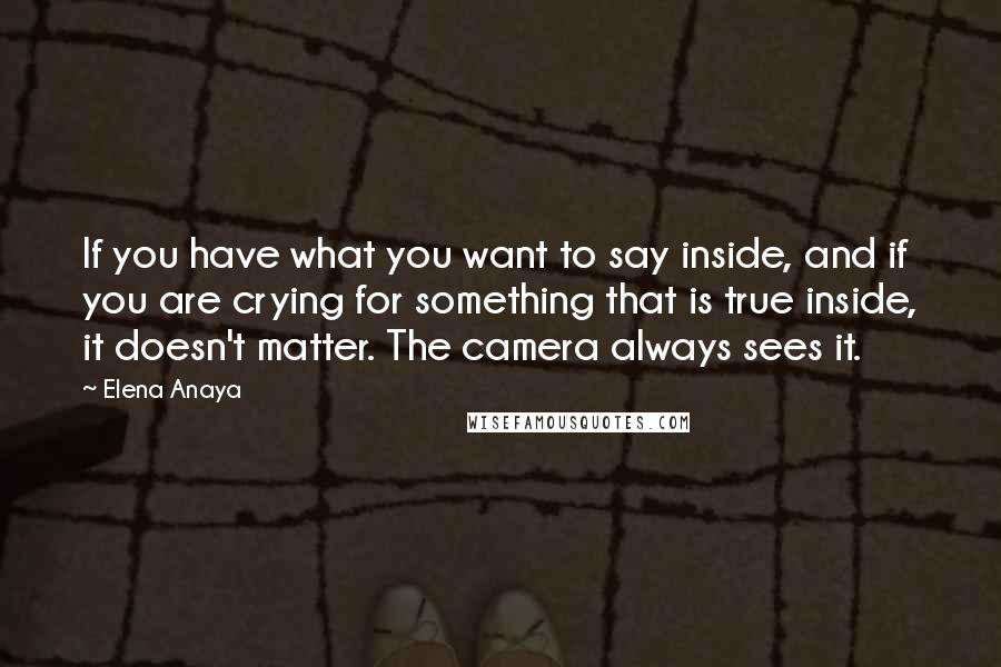 Elena Anaya quotes: If you have what you want to say inside, and if you are crying for something that is true inside, it doesn't matter. The camera always sees it.