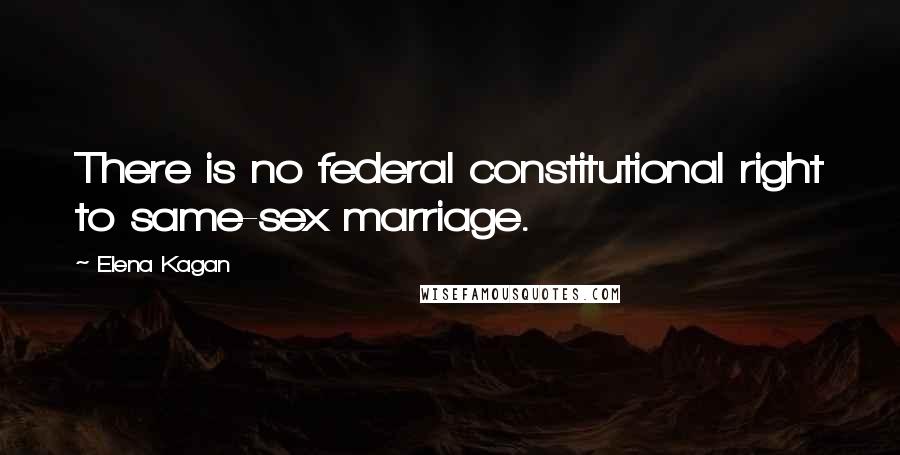 Elena Kagan quotes: There is no federal constitutional right to same-sex marriage.