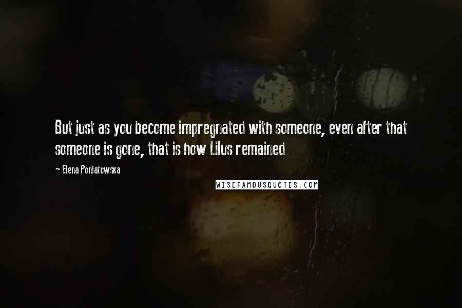 Elena Poniatowska quotes: But just as you become impregnated with someone, even after that someone is gone, that is how Lilus remained