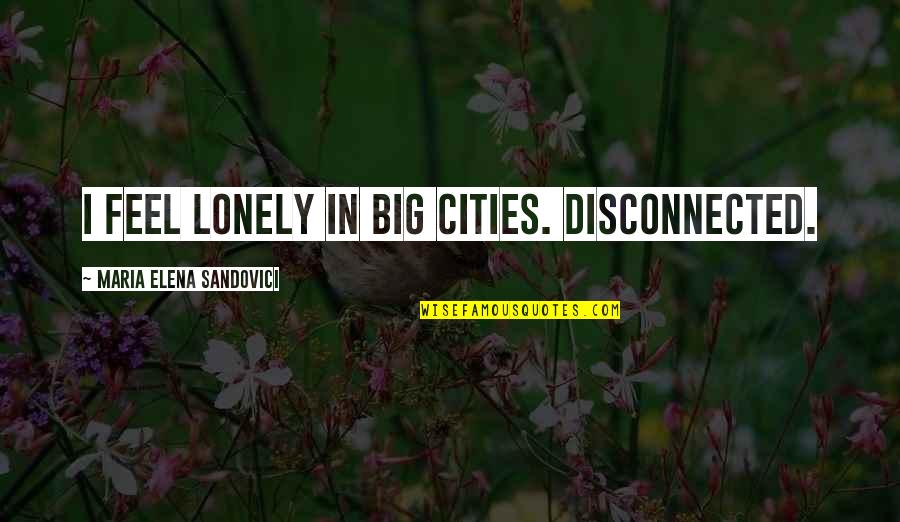 Elena Quotes By Maria Elena Sandovici: I feel lonely in big cities. Disconnected.